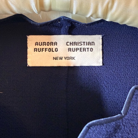 Aurora Ruffolo and Christian Rupert Vintage Navy Blue Scalloped Blazer - Picture 2 of 6